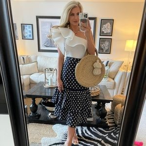 Ruffled belted polka dot ruffle skirt